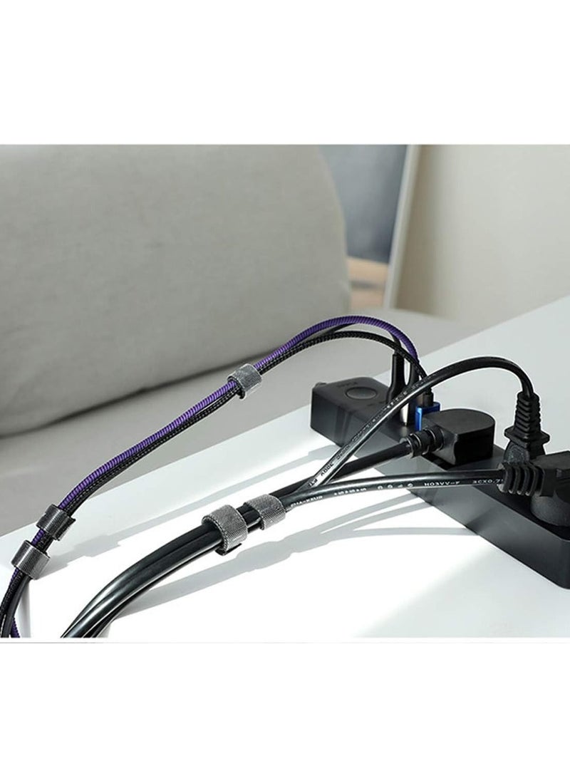 TYCOM - Cable Tidy Management, Fastening Tape Sticky Strips Hook Loop Reusable and Flexible Wire Ties Cable Organizer for Computer, TV, Power and Other Cables - Black 5Meter - Image 1