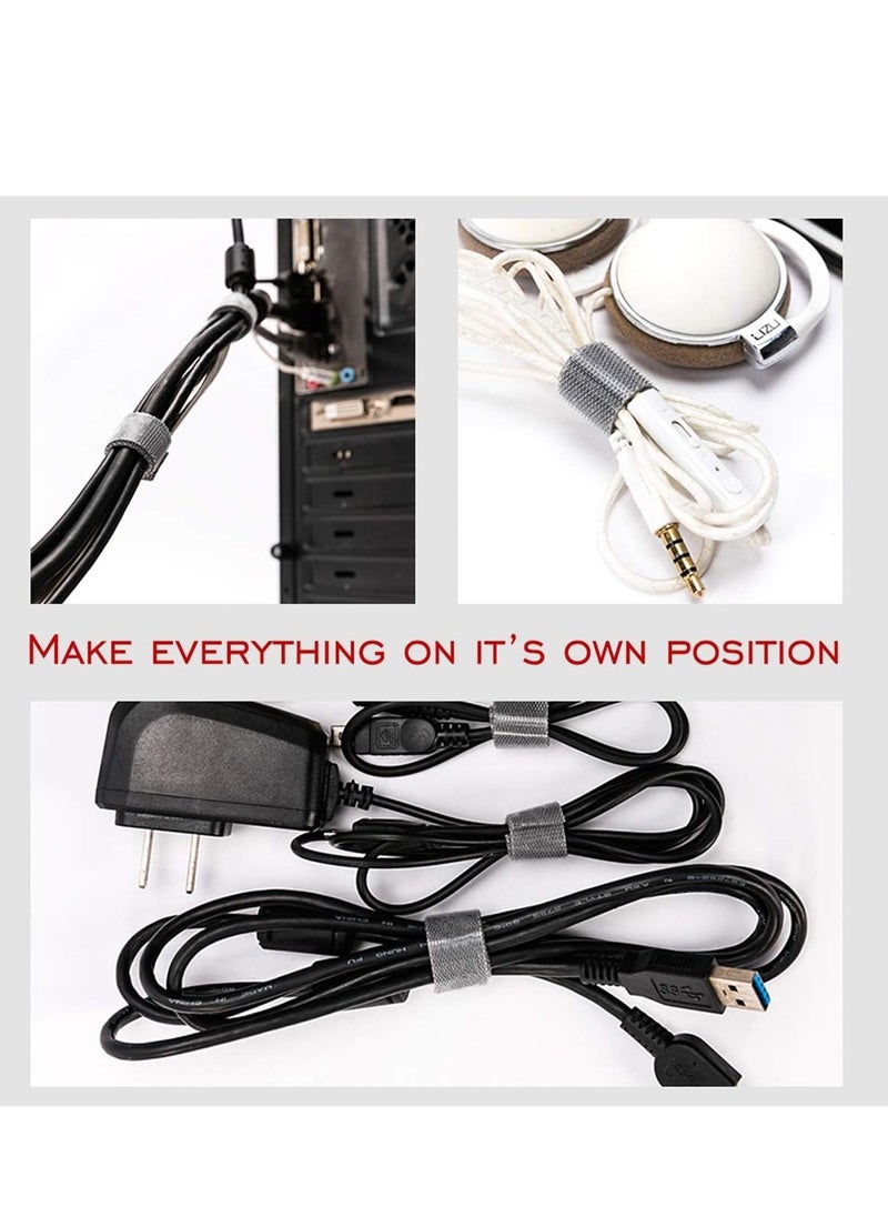 TYCOM - Cable Tidy Management, Fastening Tape Sticky Strips Hook Loop Reusable and Flexible Wire Ties Cable Organizer for Computer, TV, Power and Other Cables - Black 5Meter - Image 1