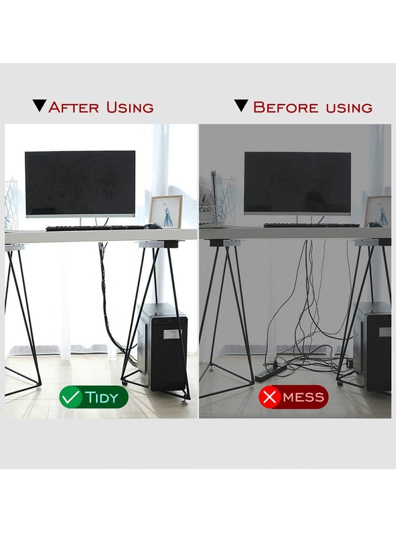 TYCOM - Cable Tidy Management, Fastening Tape Sticky Strips Hook Loop Reusable and Flexible Wire Ties Cable Organizer for Computer, TV, Power and Other Cables - Black 5Meter - Image 1