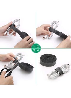 TYCOM Cable Tidy Management, Fastening Tape Sticky Strips Hook Loop Reusable and Flexible Wire Ties Cable Organizer for Computer, TV, Power and Other Cables - Black 5Meter  - Image 5