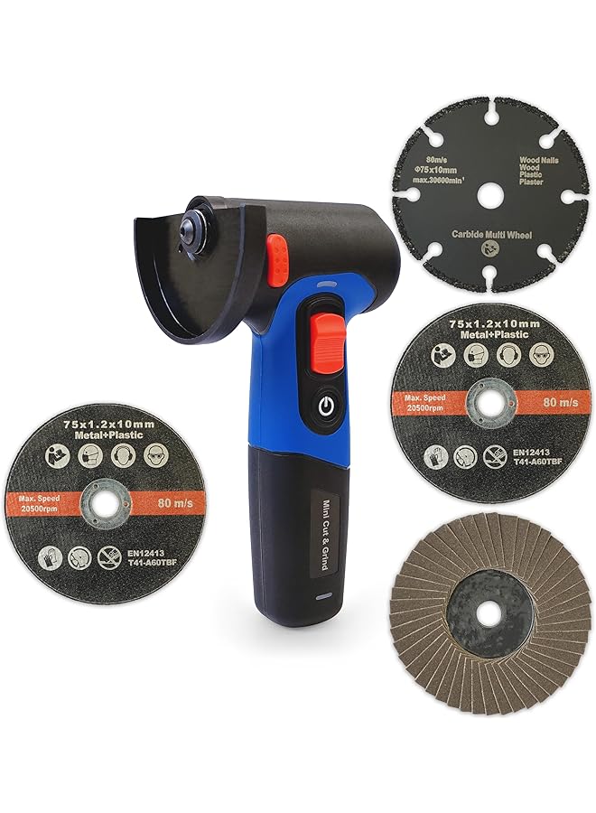 VTOOLS 7.2V Cordless Mini Angle Grinder High Speed 6000Rpm With 2000Mah Battery Compact Angle Grinder For Cutting Polishing Wood Steel And Plastic Blue Vt1215 - Image 1