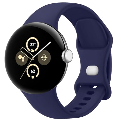 Tobfit حزام سيليكون Tobfit لساعة Google Pixel Watch 3 41 مم / Pixel Watch 2 1 أحزمة (2024/2023/2022)، بديل مقاوم للماء للرياضة (S، أسود) - Image 1