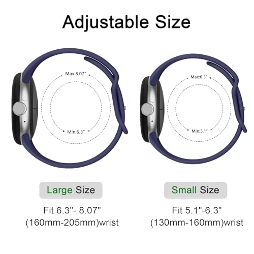 Tobfit حزام سيليكون Tobfit لساعة Google Pixel Watch 3 41 مم / Pixel Watch 2 1 أحزمة (2024/2023/2022)، بديل مقاوم للماء للرياضة (S، أسود) - Image 3