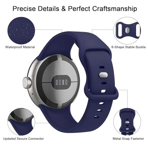 Tobfit حزام سيليكون Tobfit لساعة Google Pixel Watch 3 41 مم / Pixel Watch 2 1 أحزمة (2024/2023/2022)، بديل مقاوم للماء للرياضة (S، أسود) - Image 2
