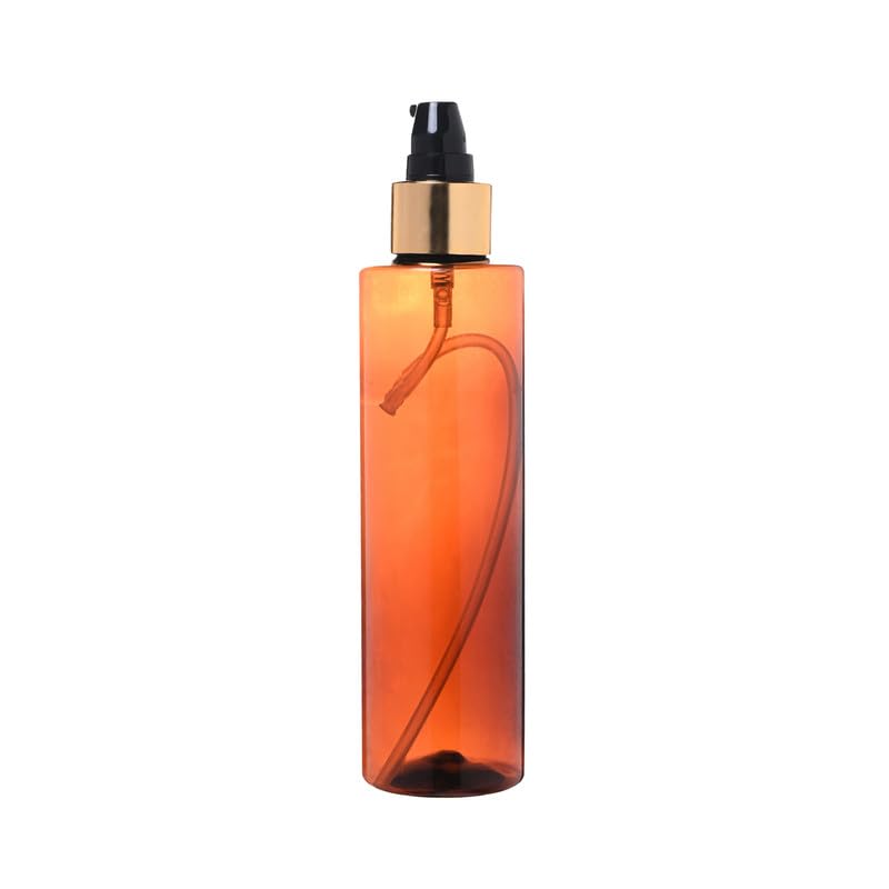 Devinez Round Amber Bottle 200ml Pack of 6 with Golden Black Lotion Pump Serum Essential Oils Blends DIY Skin Care Cosmetics Multipurpose Bottle for Home and Travel Purpose - Image 2
