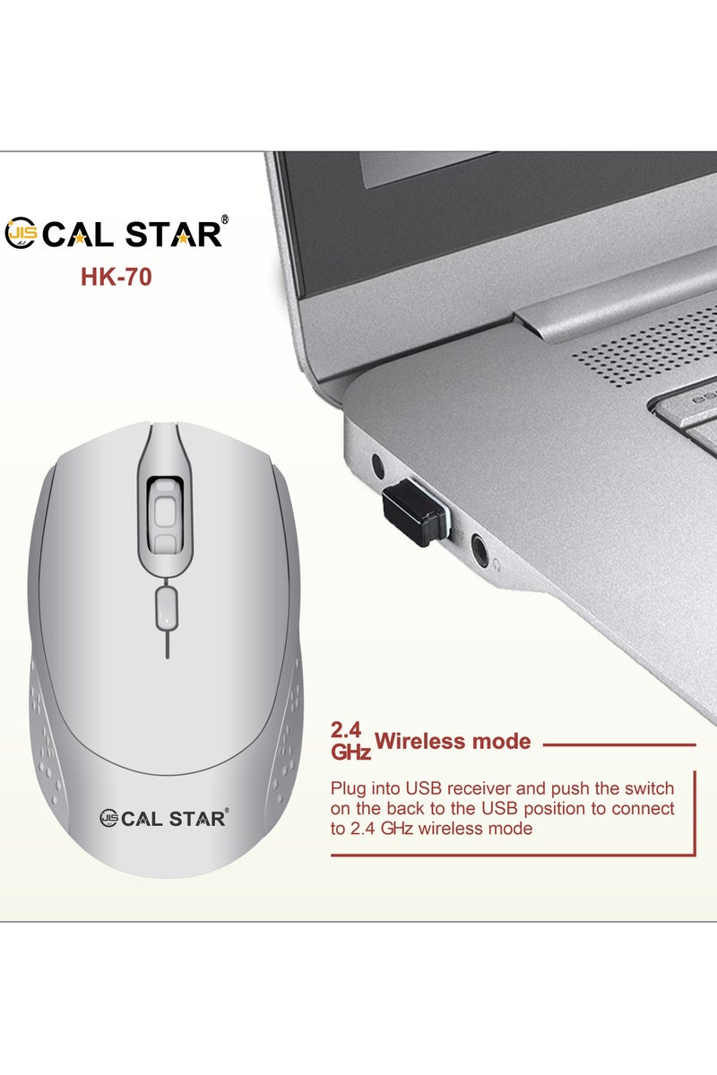 CAL STAR HK-70 Wireless Mouse with Mouse Pad and Extra Large Battery – 2.4GHz USB Nano Dongle, 1600 DPI, 4-Button High Precision, Ergonomic & Ambidextrous Design for PC, Mac, Laptop, Tablet – Comfortable, Precise, Multi-Device Compatible - Image 5