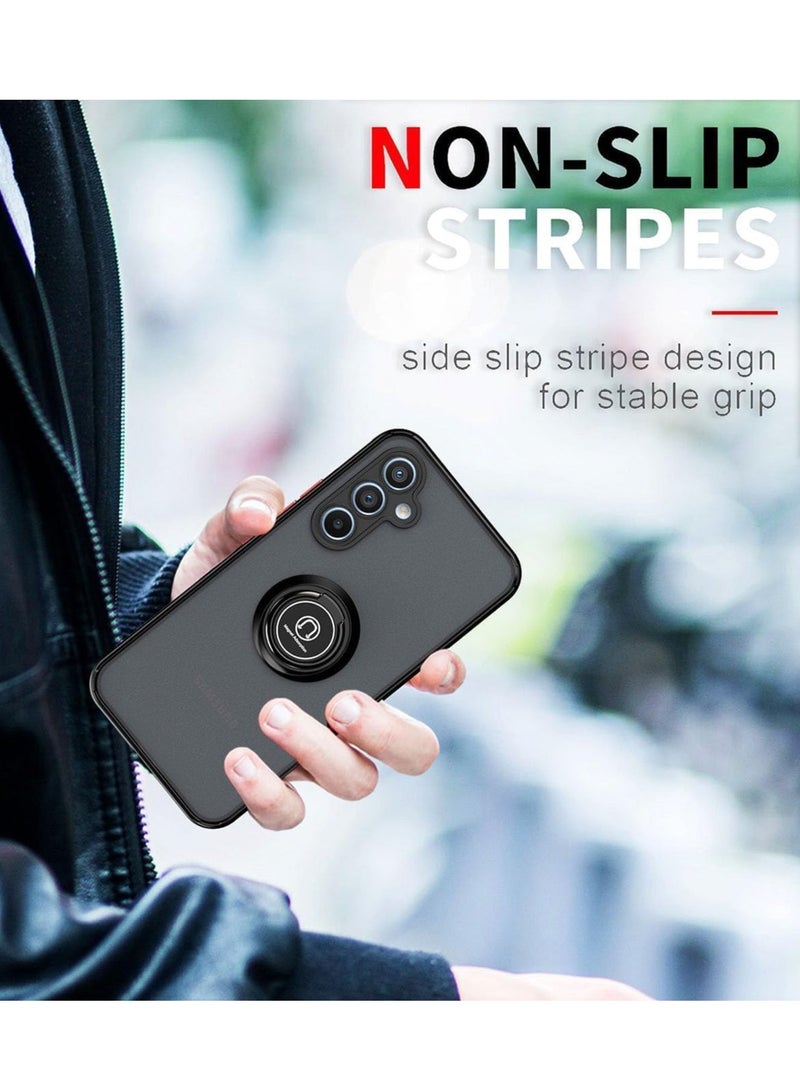 BORTONY Samsung Galaxy S25 Case Cover Rotational Metal Ring Kickstand Cover Shockproof Bumper Matte Finish Case Magnetic Car Mount Cover For Samsung Galaxy S25 - Image 2