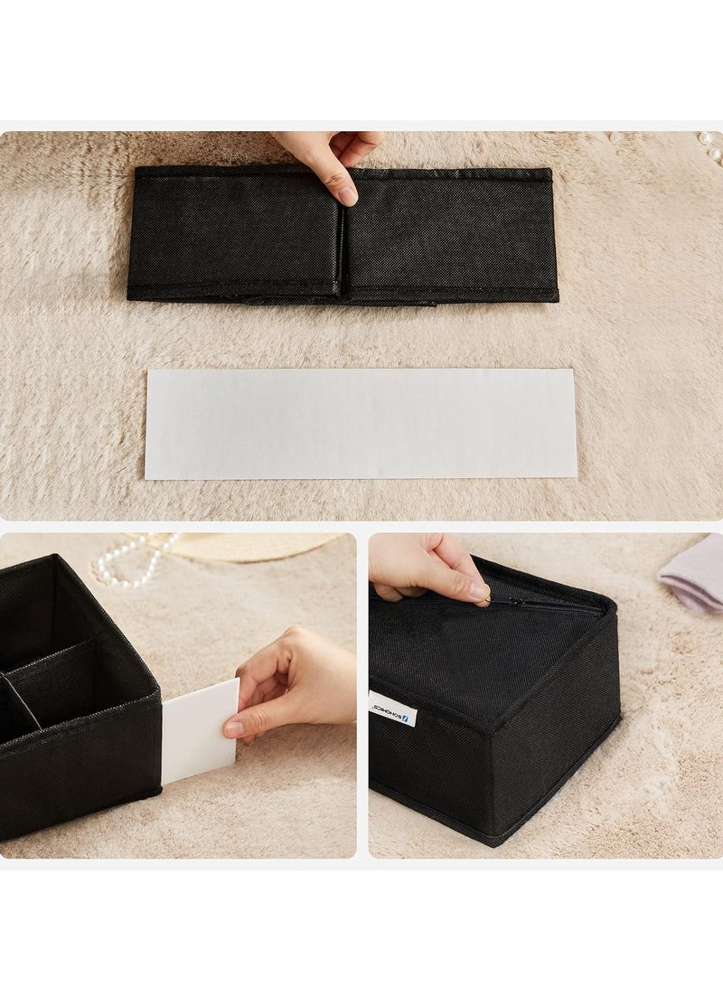 DUNISO Underwear Organiser, Set Of 8, Drawer Organiser, Foldable, Wardrobe Storage Box, Closet, Fabric Boxes Storage, Suitablde For Underwear, Socks, Ties (Black) - Image 3