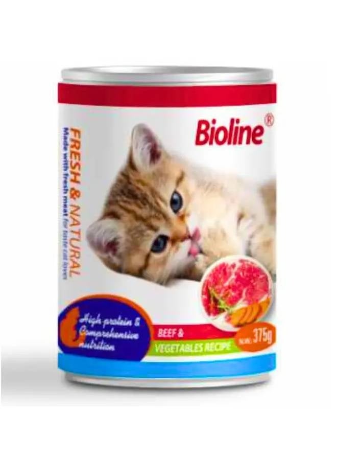 Bioline Canned Cat Food 375g beef and vegetable flavor - Image 1