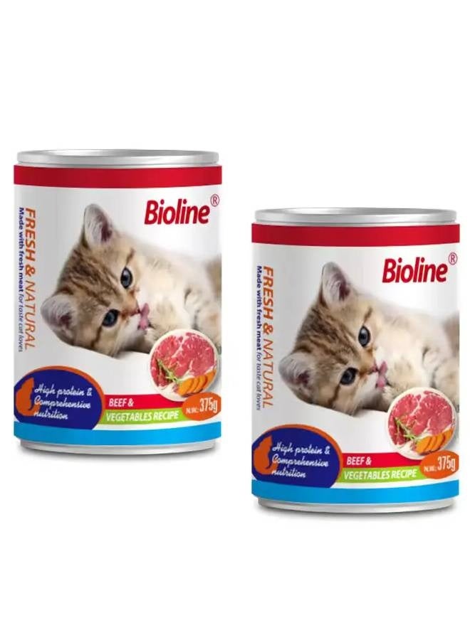 Bioline Canned Cat Food 375g beef and vegetable flavor - Image 2