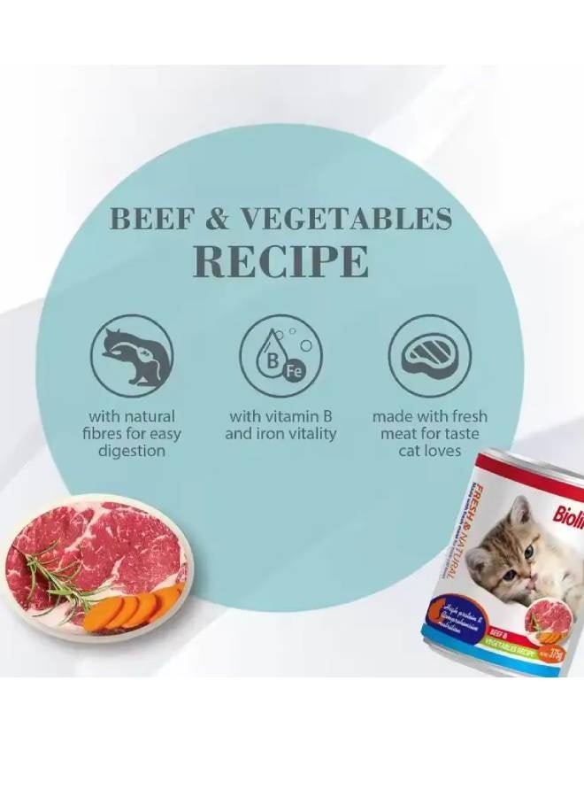 Bioline Canned Cat Food 375g beef and vegetable flavor - Image 3