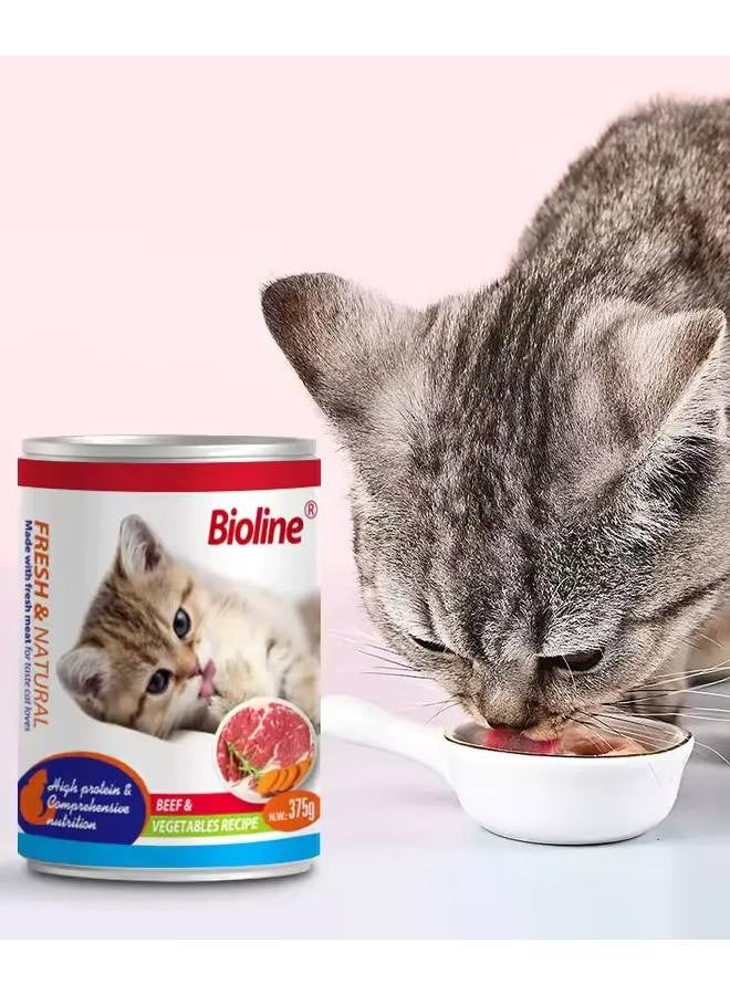 Bioline Canned Cat Food 375g beef and vegetable flavor - Image 4