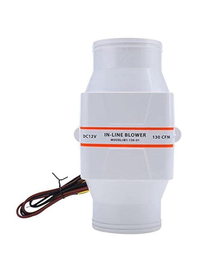 3 in-Line Marine Bilge Air Blower 12V 130 CFM Quiet Boat White Bilge Air Boat Blower Electric Fans  - Image 1