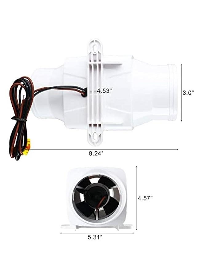 3 in-Line Marine Bilge Air Blower 12V 130 CFM Quiet Boat White Bilge Air Boat Blower Electric Fans  - Image 3