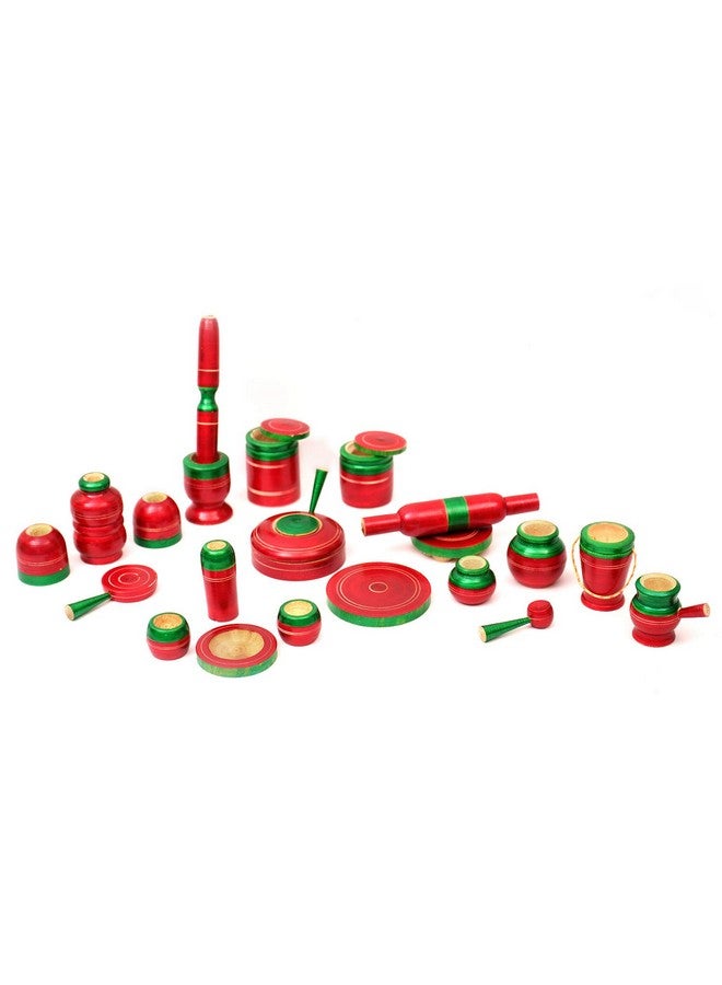 Toolart Traditional Handcrafted 23-Piece Wooden Kitchen Play Set for Girls & Boys (Color May Vary) - Image 1