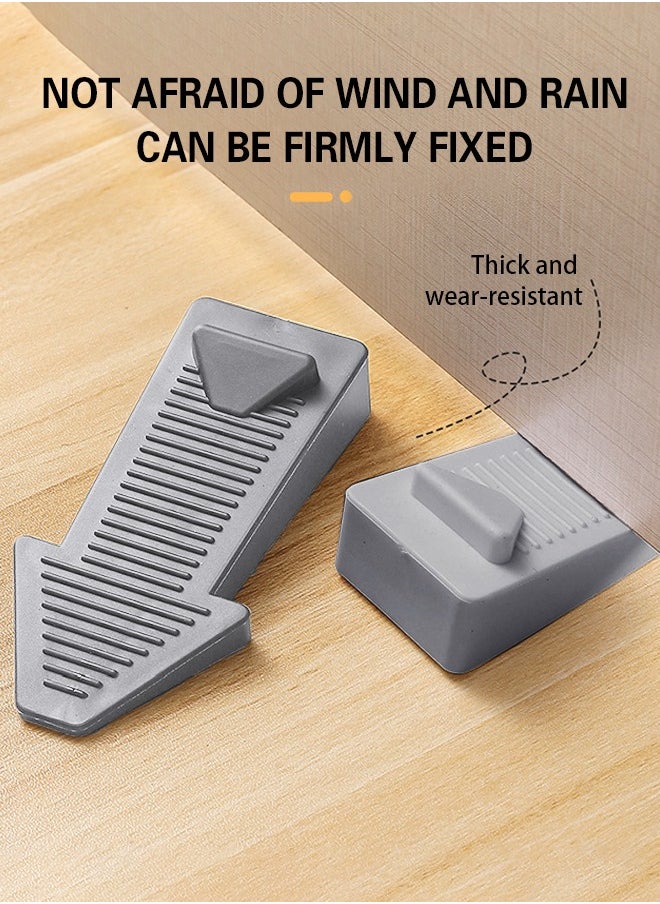 0TO1 TECH 4PCS Rubber Door Stopper, Wedge Wedge Safety Heavy Duty Silicon Door Stopper for All Floor Types and Door Gaps(Grey)  - Image 2