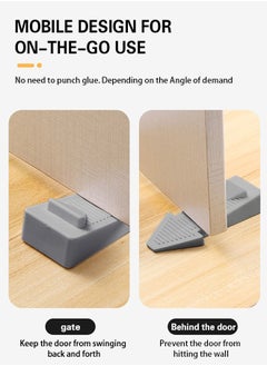 0TO1 TECH 4PCS Rubber Door Stopper, Wedge Wedge Safety Heavy Duty Silicon Door Stopper for All Floor Types and Door Gaps(Grey)  - Image 3