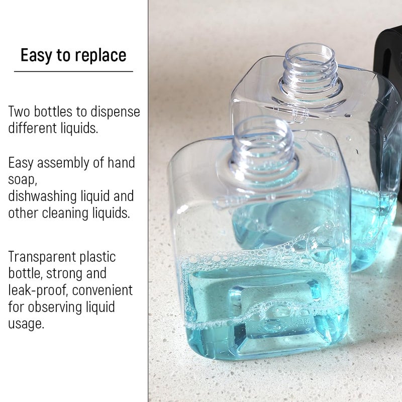 BASEEFY Kitchen Dish Soap and Hand Soap Dispenser SetDual Soap Dispenser with Brush and Sponge HolderSmart 4in1 Kitchen Sink Caddy with soap Dispenser Black - Image 4