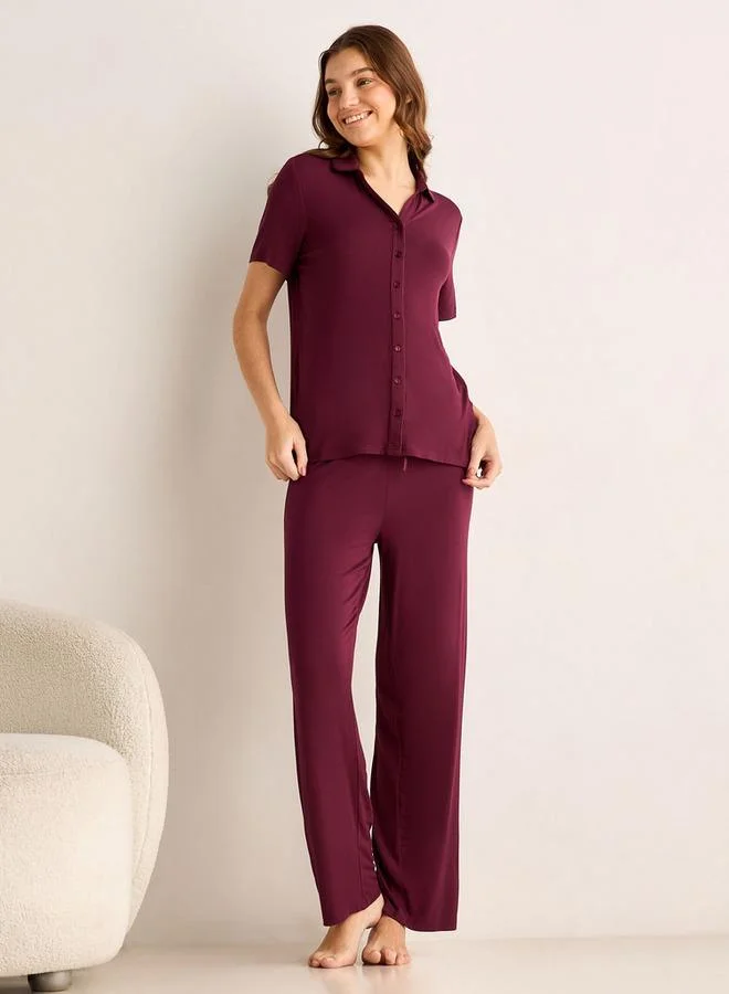 سبلاش فيڤ Pyjama Set Button-Down Shirt and Pants Modal