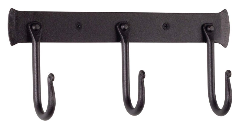 RTZEN Wall Mount Hook Set  Wrought Iron Decorative Rustic Metal Coat Hooks for Hanging  Handcrafted Classic Farmhouse Wall Mounted Black Hooks for Towel Robe or Hat Hanging  3 Hook Rack - Image 1