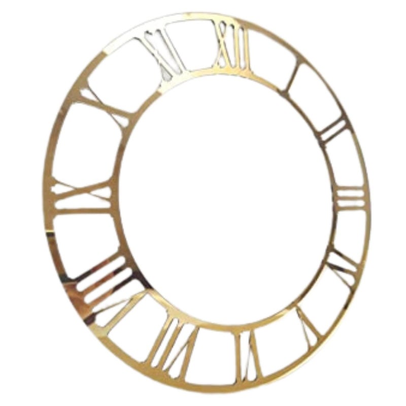 Snoogg 12 Inch Round Mirror Acrylic Clock Dial Plate of Roman Numerals and 12 Inch MDf Round Base Resin Accessories - Image 3