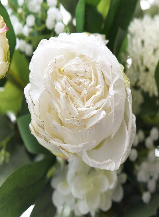 FiveSeasonStuff Vintage White Peonies - Realistic Artificial Silk Flowers with Dry-Look Petals, 6 Stems for Rustic Home & Wedding Bridesmaids Bouquet Bridal Showers - Image 2