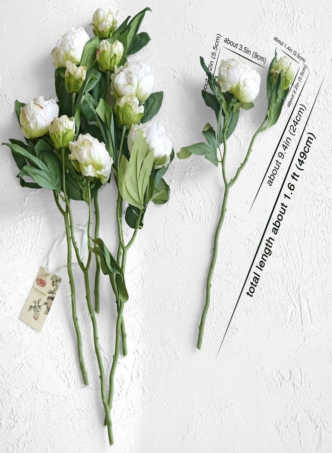 FiveSeasonStuff Vintage White Peonies - Realistic Artificial Silk Flowers with Dry-Look Petals, 6 Stems for Rustic Home & Wedding Bridesmaids Bouquet Bridal Showers - Image 5
