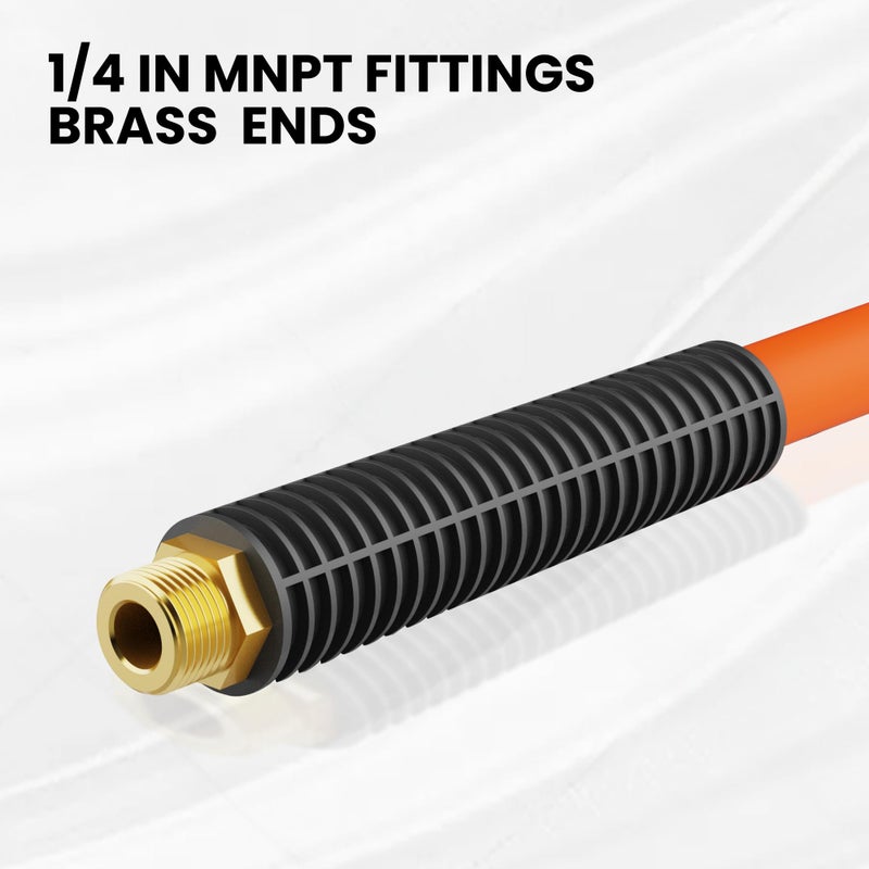 Giraffe Tools Hybrid Lead-in Air Hose, 3/8 inch x 6 ft, 1/4 in. MNPT Fittings, 300 PSI Heavy Duty, Lightweight Air Compressor Hose Short - Image 3