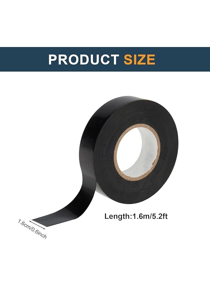 Green Tiger Tapes, 6 Rolls 295ft Insulating Wire Tape Waterproof PVC Adhesives Fasteners Gaffer Tape Electrical Automotive Hardware Black Insulation Tapes, 3/5 inch x 49ft Each Roll - Image 2