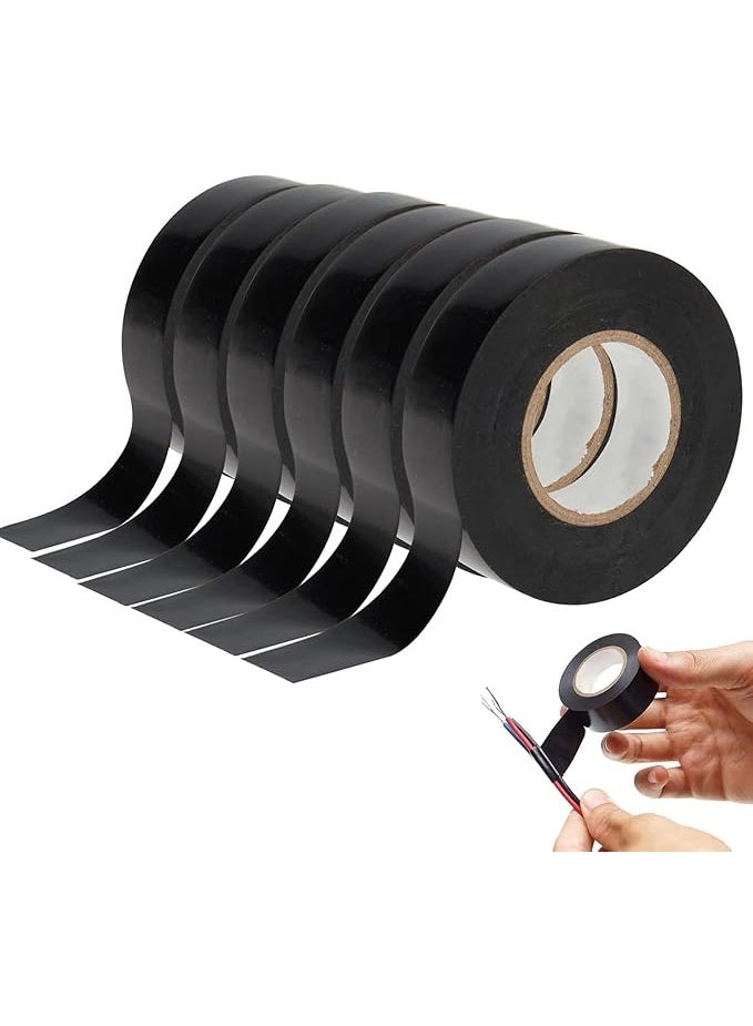 Green Tiger Tapes, 6 Rolls 295ft Insulating Wire Tape Waterproof PVC Adhesives Fasteners Gaffer Tape Electrical Automotive Hardware Black Insulation Tapes, 3/5 inch x 49ft Each Roll - Image 1
