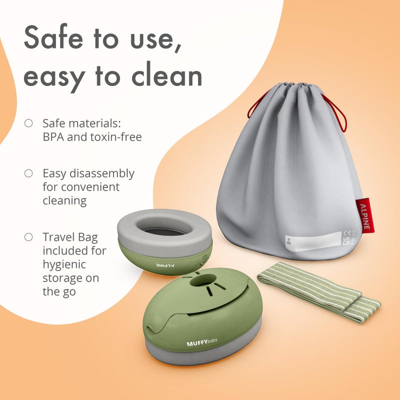 Alpine حماية أذن مافي للأطفال الرضع والأطفال حتى 36 شهرًا - معتمدة من CE و ANSI - سماعات أذن لتقليل الضوضاء - سماعات مريحة ضد تلف السمع وتحسين النوم - أخضر - Image 4