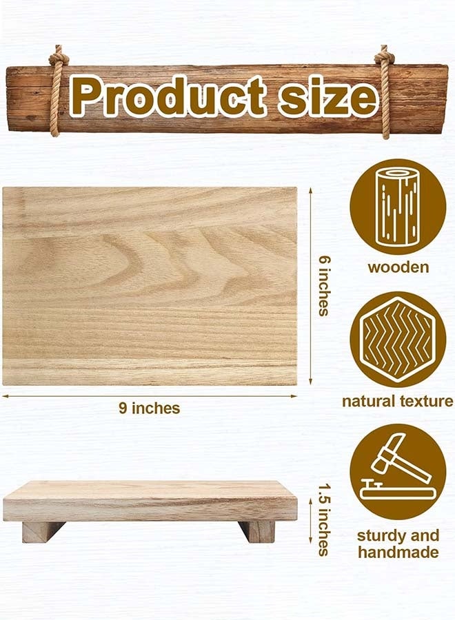 YIM-VIBEHAUS Small Wood Tray Pedestal Stand Farmhouse Bathroom Decor Decorative Wooden Riser Kitchen Soap Dish Holder for Vanity, Counter, Sink, 9" x 6" - Image 2