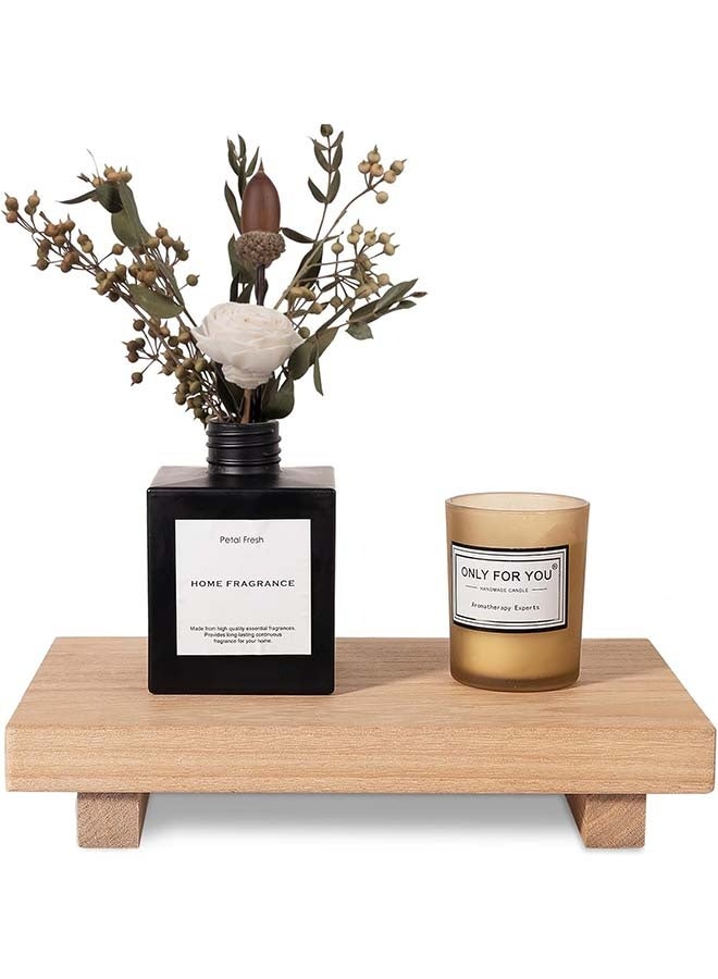 YIM-VIBEHAUS Small Wood Tray Pedestal Stand Farmhouse Bathroom Decor Decorative Wooden Riser Kitchen Soap Dish Holder for Vanity, Counter, Sink, 9" x 6" - Image 1