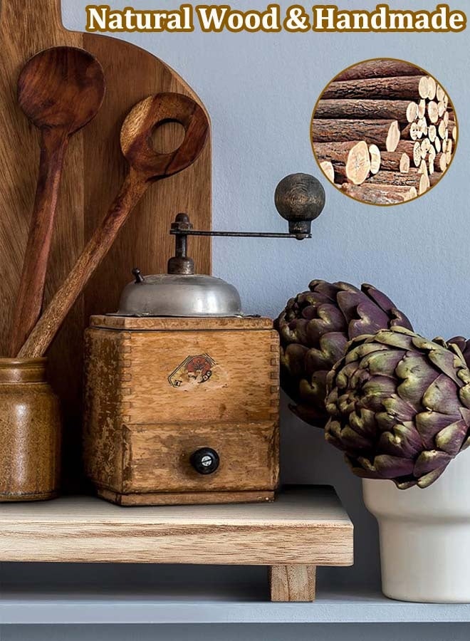 YIM-VIBEHAUS Small Wood Tray Pedestal Stand Farmhouse Bathroom Decor Decorative Wooden Riser Kitchen Soap Dish Holder for Vanity, Counter, Sink, 9" x 6" - Image 3