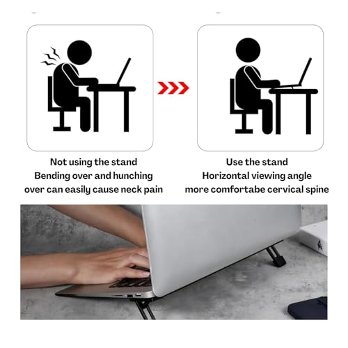 Flavizo 2PCS Mini Portable Laptop Stand – Adjustable Keyboard Holder with Three Angles, Foldable Invisible Notebook Feet, Ergonomic Cooling Support with Anti-Slip Pads for Desk Desktop - Image 3