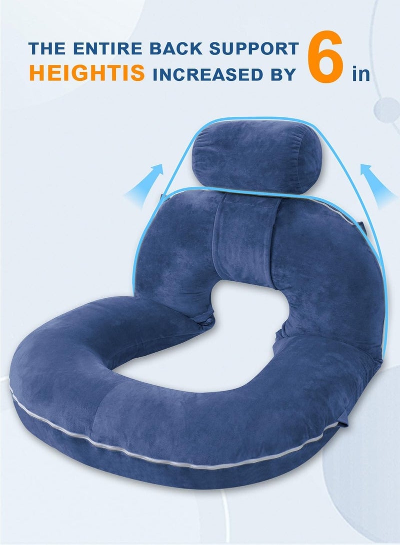 XiuWoo 3 in 1 Ergonomic Memory Foam Reading Pillow, Removable Pillow Backrest, Lumbar Pillow, Neck Support pillow, Seat Cushion, Bed Rest Pillow, Lounge Cushion, Back Support Pillow, Breastfeeding Pillow  - Image 4
