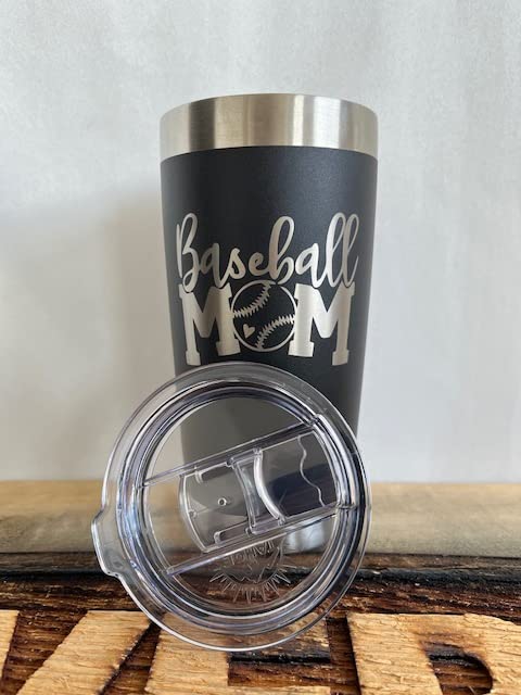Maverick Advantage Baseball Mom Tumbler - 20 oz Black w/ Sliding Lock Lid Gift - Image 2