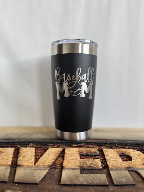 Maverick Advantage Baseball Mom Tumbler - 20 oz Black w/ Sliding Lock Lid Gift - Image 4
