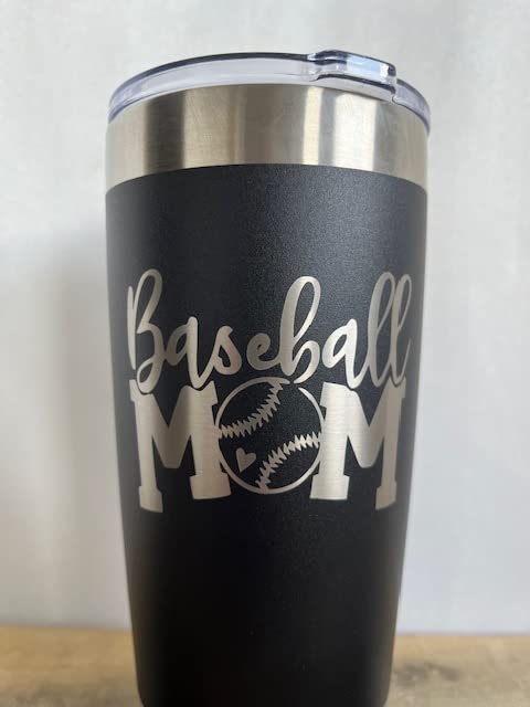 Maverick Advantage Baseball Mom Tumbler - 20 oz Black w/ Sliding Lock Lid Gift - Image 3