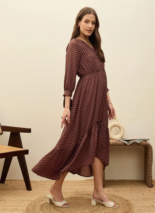 SASSAFRAS Polka Dot Printed Maxi Dress for Women