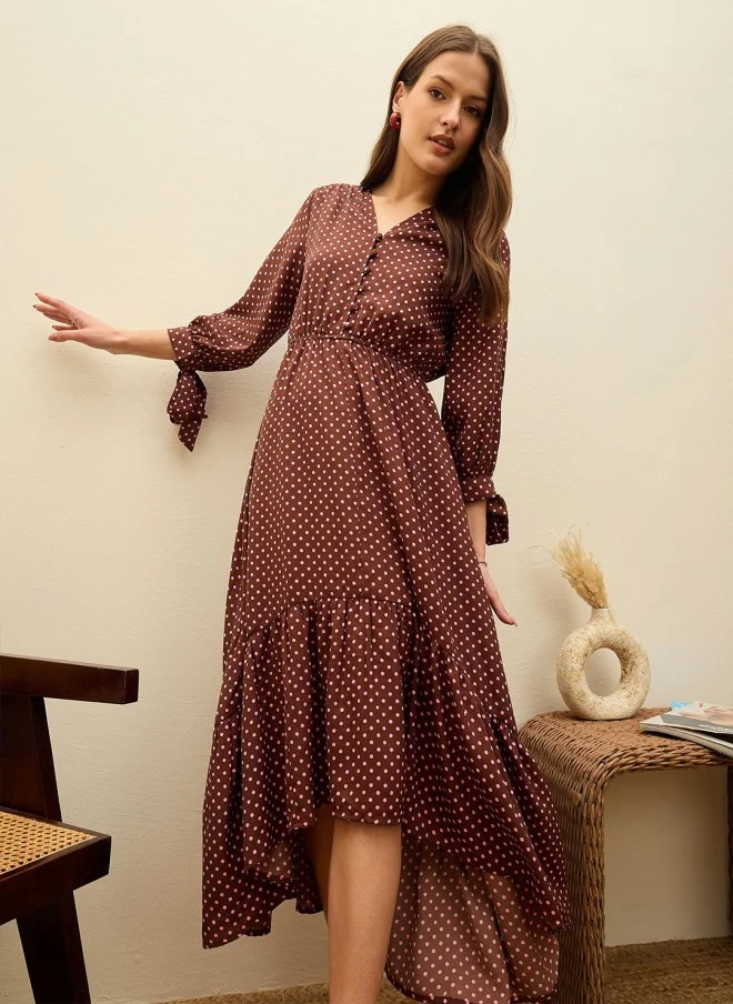 SASSAFRAS Polka Dot Printed Maxi Dress for Women