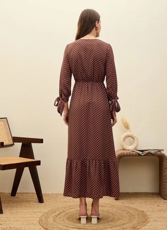 SASSAFRAS Polka Dot Printed Maxi Dress for Women