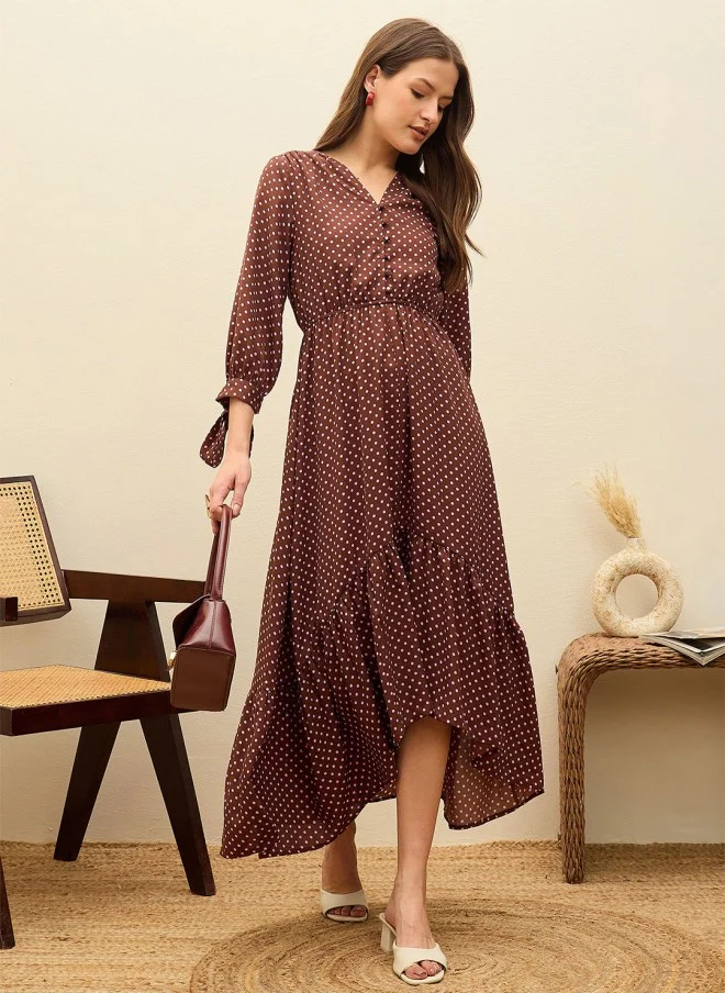 ساسافراس Polka Dot Printed Maxi Dress for Women
