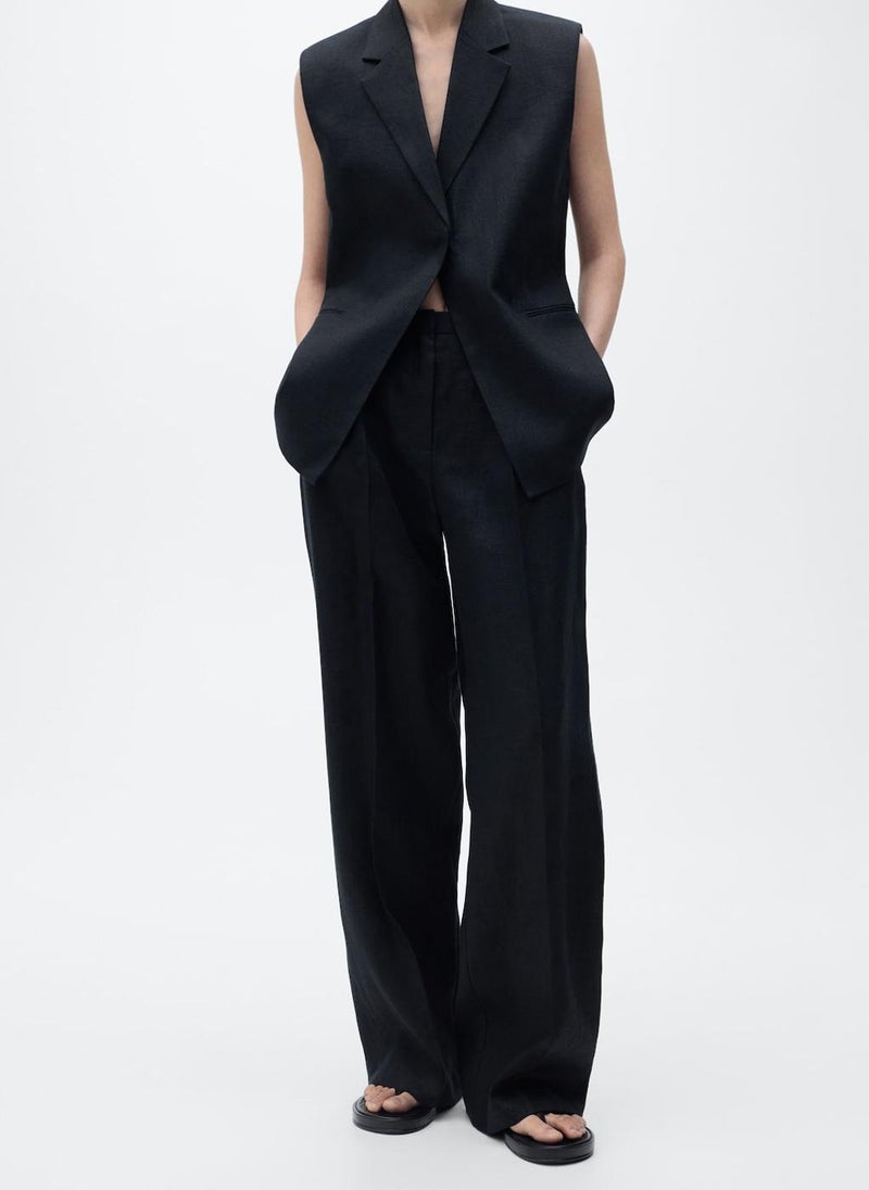 MANGO Straight-Fit Linen Suit Trousers  - Image 1