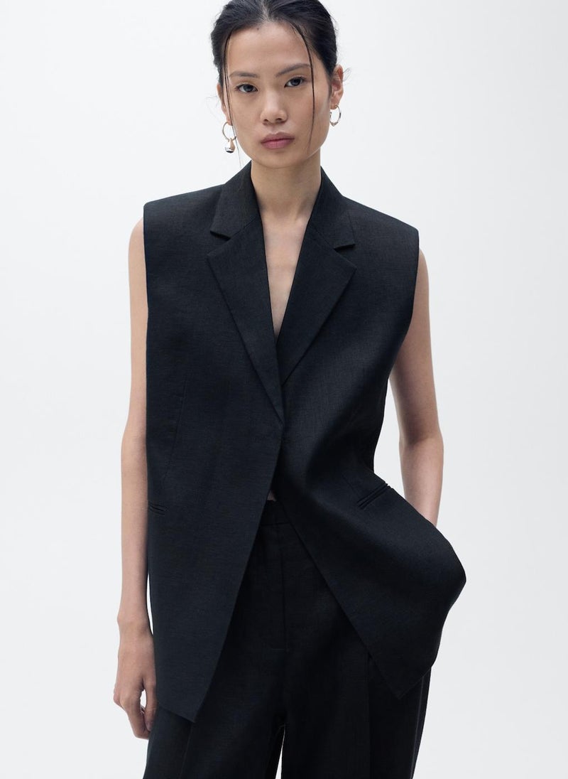 MANGO Straight-Fit Linen Suit Trousers  - Image 3