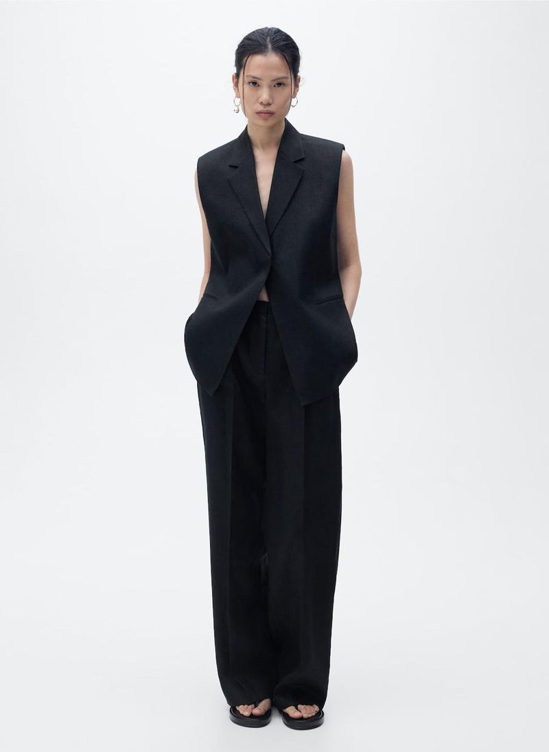 MANGO Straight-Fit Linen Suit Trousers  - Image 4