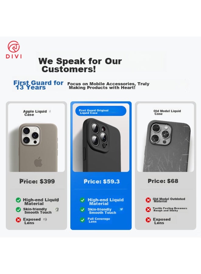 Divi Phone Case For Apple Iphone 16 Pro Max, Silicone Full Lens Protection Shockproof Cover For Men, Black - Image 1