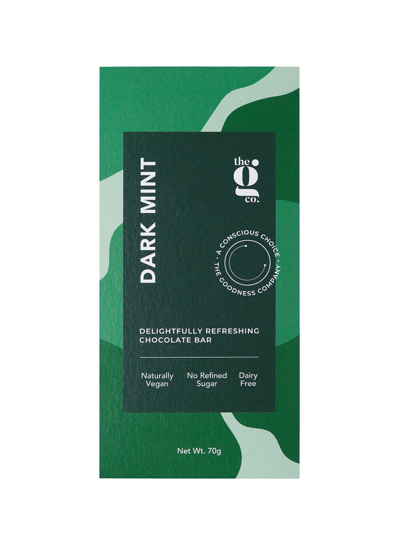The G Co - Dark Mint Vegan Chocolate Bar 70g (Dairy Free, No Refined Sugar, Healthy Ingredients, Natural, Plant Based) - Image 1