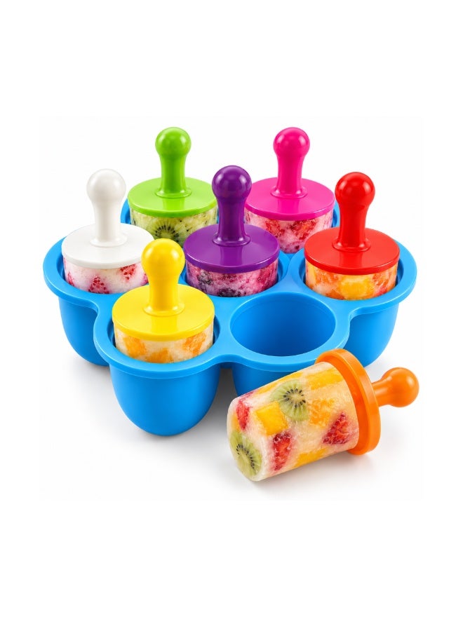BERAM 7-Cavity Silicone Popsicle Mold with Lid & Reusable Sticks, BPA-Free Ice Pop Maker, Easy Release Homemade Ice Cream Mold for Frozen Yogurt, Juice, Smoothies, Fruit Pops, Chocolate & Healthy Frozen Treats - Image 1