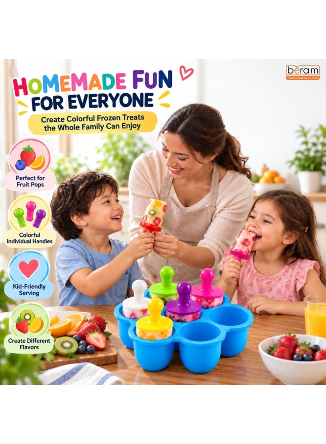 BERAM 7-Cavity Silicone Popsicle Mold with Lid & Reusable Sticks, BPA-Free Ice Pop Maker, Easy Release Homemade Ice Cream Mold for Frozen Yogurt, Juice, Smoothies, Fruit Pops, Chocolate & Healthy Frozen Treats - Image 5